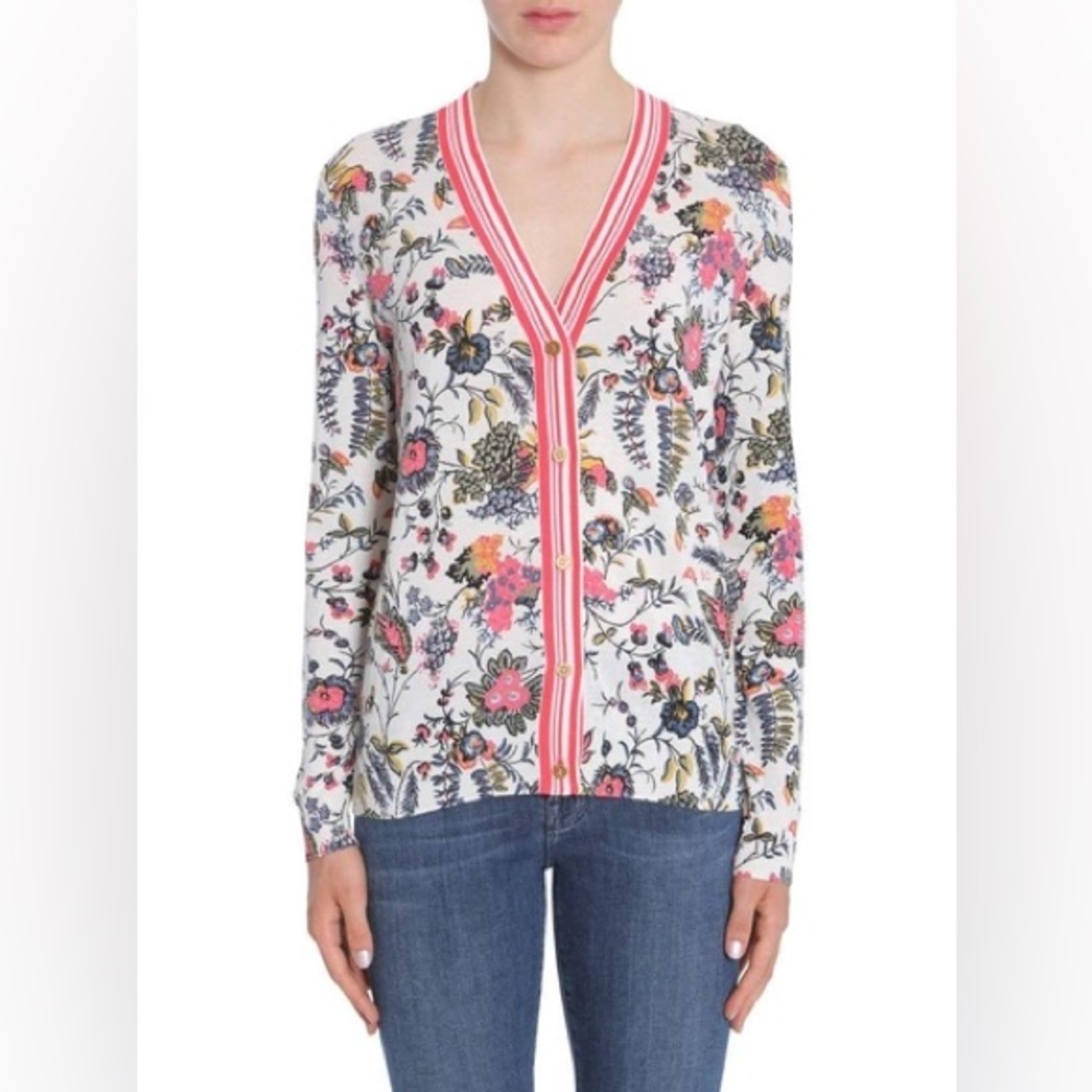 NWT Tory Burch Noelle Floral Print Cardigan Sweater